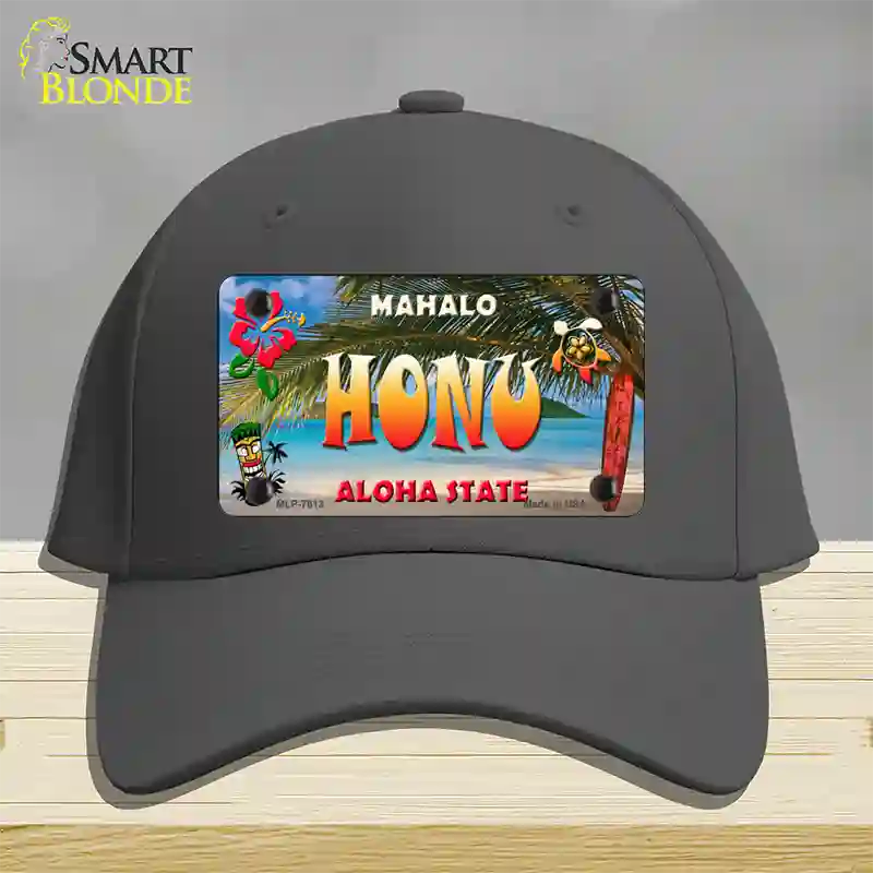 Honu Hawaii State Novelty License Plate Hat Cotton / Charcoal