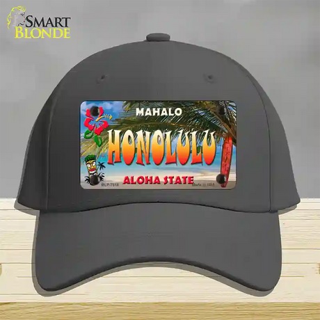 Honolulu Hawaii State Novelty License Plate Hat Cotton / Charcoal