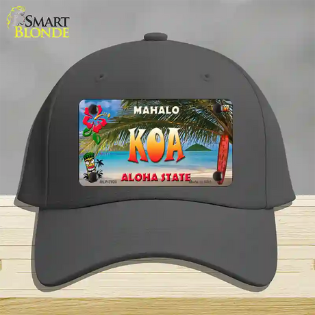 Koa Hawaii State Novelty License Plate Hat Cotton / Charcoal