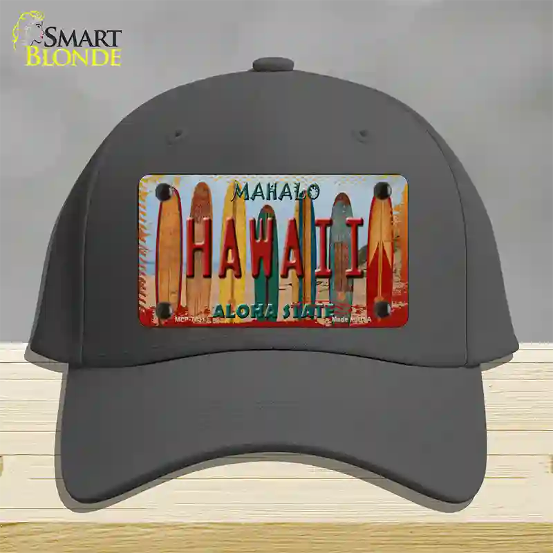 Hawaii Surfboards State Novelty License Plate Hat Cotton / Charcoal