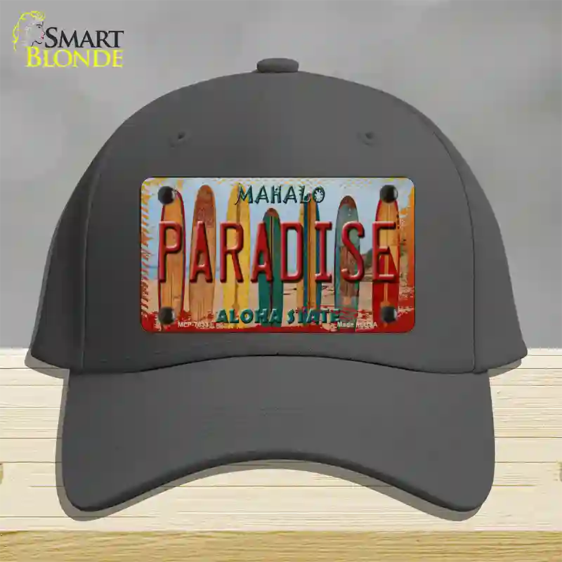 Paradise Surfboards Hawaii State Novelty License Plate Hat Cotton / Charcoal