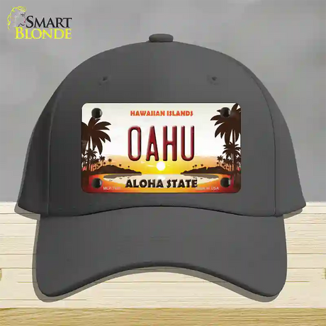 Oahu Hawaiian Islands Novelty License Plate Hat Cotton / Charcoal