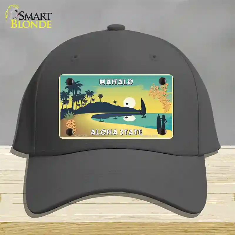 Mahalo Pineapple Hawaii Blank State Novelty License Plate Hat Cotton / Charcoal