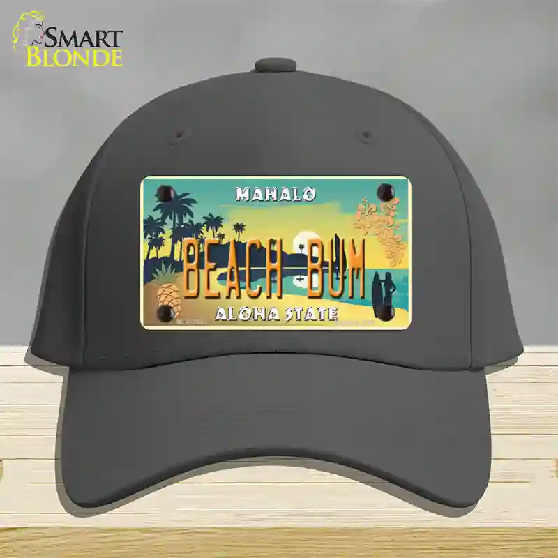 Beach Bum Hawaii Pineapple Novelty License Plate Hat Cotton / Charcoal