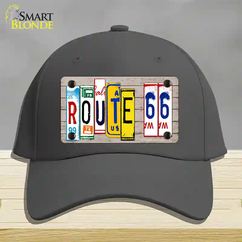 Route 66 License Plate Art Wood Novelty License Plate Hat Cotton / Charcoal