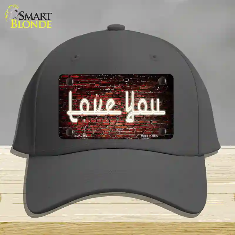 Love You On Brick Wall Novelty License Plate Hat Cotton / Charcoal