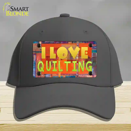 I Love Quilting Novelty License Plate Hat Cotton / Charcoal