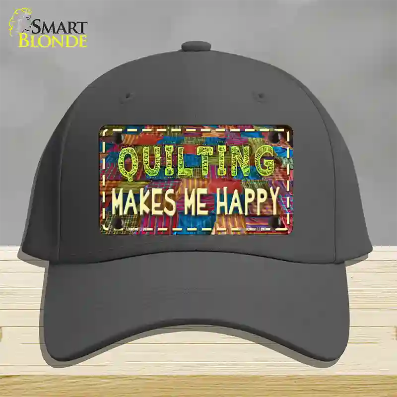 Quilting Makes Me Happy Novelty License Plate Hat Cotton / Charcoal