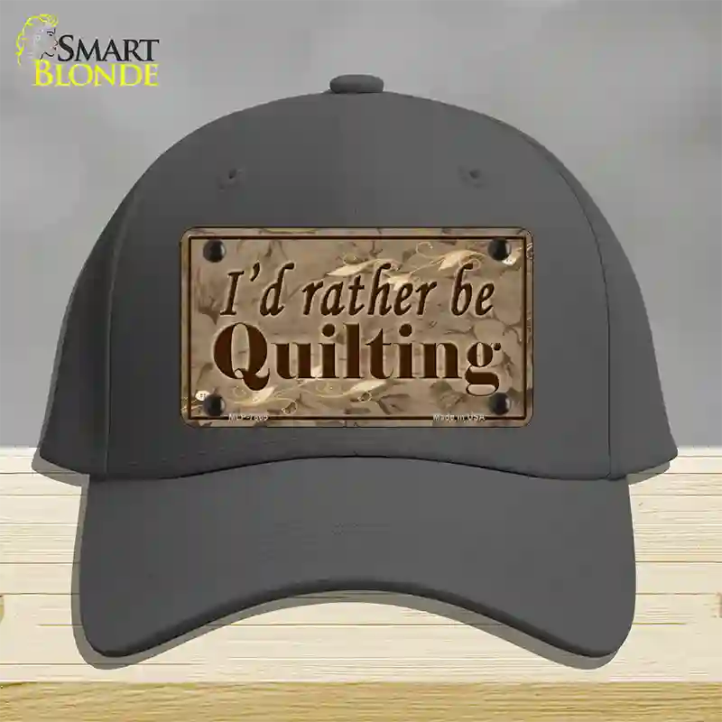 Id Rather Be Quilting Novelty License Plate Hat Cotton / Charcoal