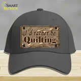 Id Rather Be Quilting Novelty License Plate Hat Cotton / Charcoal