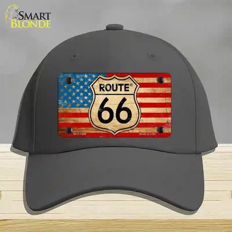 Route 66 American Flag Novelty License Plate Hat Cotton / Charcoal