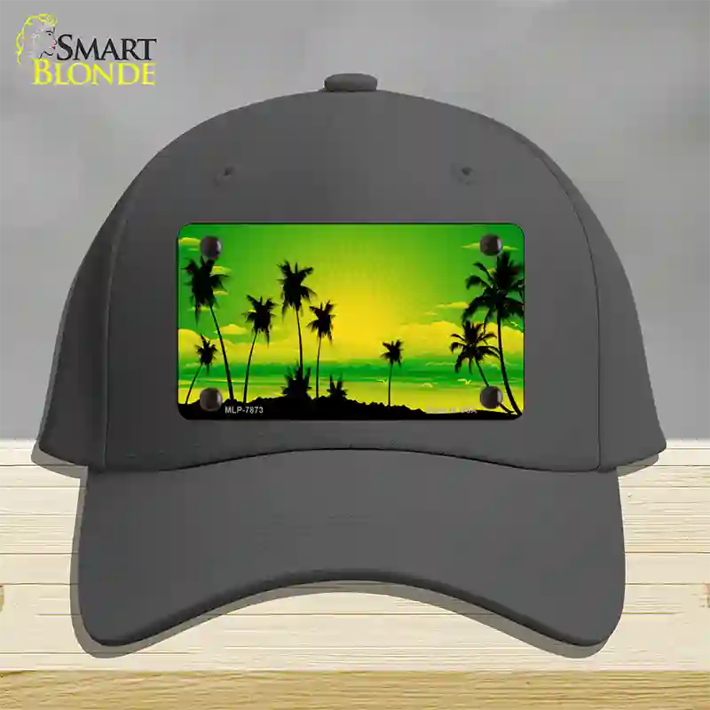 Sunset Yellow Green Novelty License Plate Hat Cotton / Charcoal