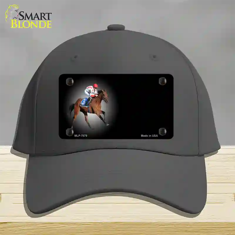 Horse Racing Offset Novelty License Plate Hat Cotton / Charcoal