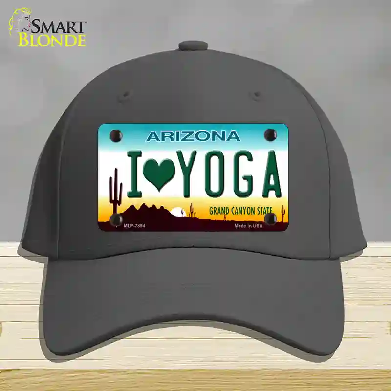 I Love Yoga Novelty License Plate Hat Cotton / Charcoal