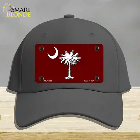 South Carolina Flag Burgundy Novelty License Plate Hat Cotton / Charcoal