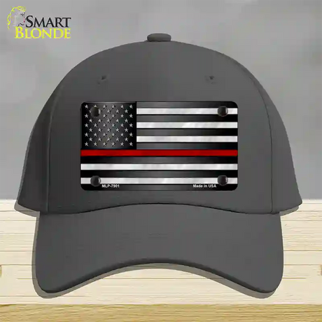 American Flag Thin Red Line Novelty License Plate Hat Cotton / Charcoal