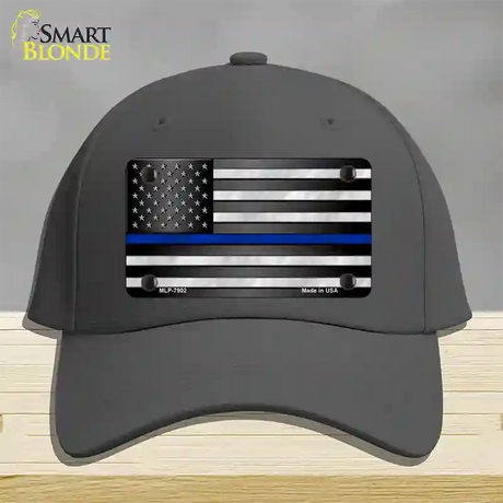 American Flag Thin Blue Line Novelty License Plate Hat Cotton / Charcoal