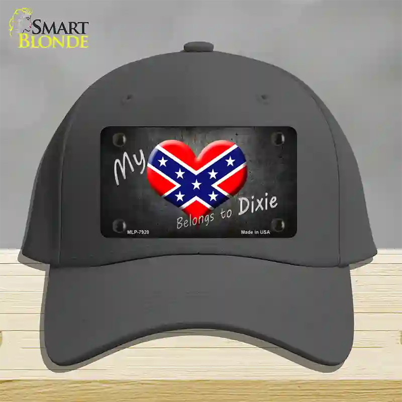 Heart Belongs To Dixie Novelty License Plate Hat Cotton / Charcoal