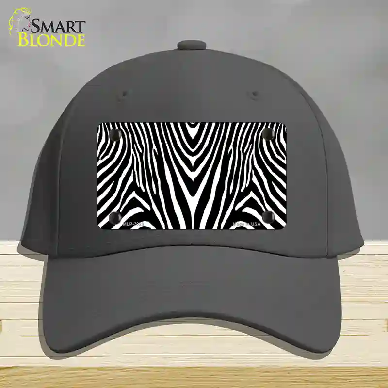 Zebra Print Novelty License Plate Hat Cotton / Charcoal