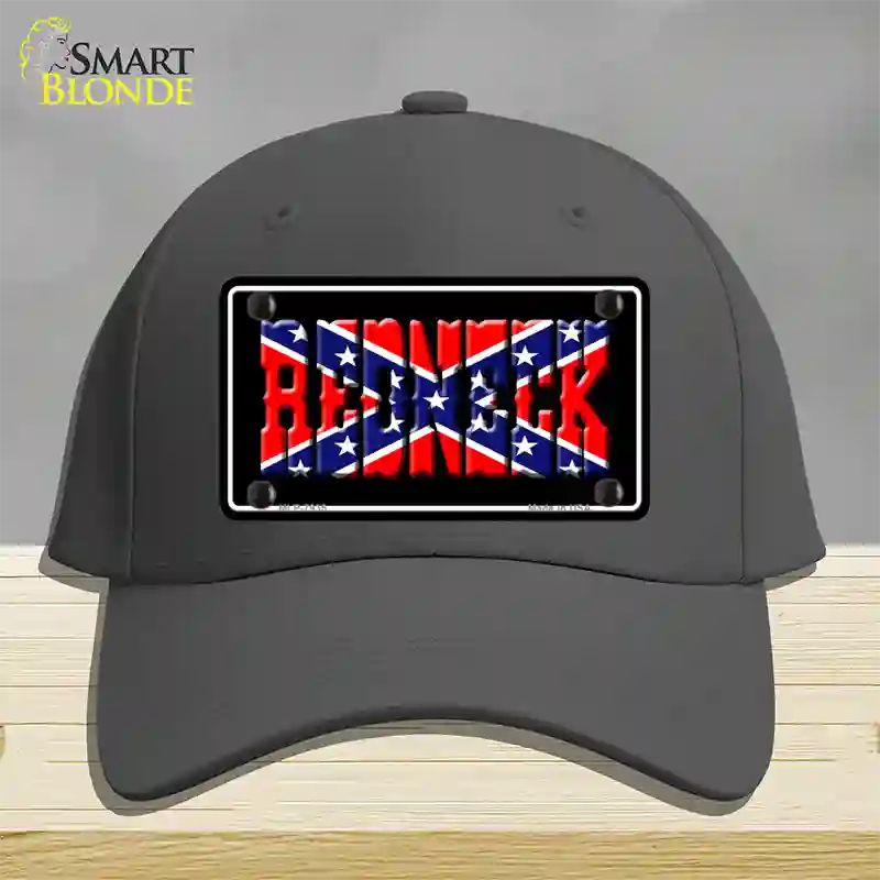 Redneck Confederate Flag Black Novelty License Plate Hat Cotton / Charcoal