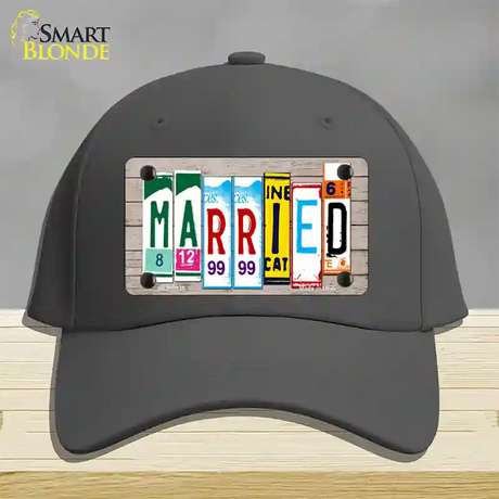 Married Wood License Plate Art Novelty License Plate Hat Cotton / Charcoal