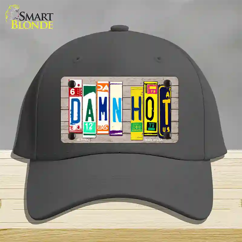 Damn Hot Wood License Plate Art Novelty License Plate Hat Cotton / Charcoal