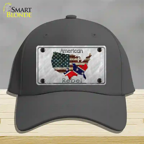 American Rebel Map Novelty License Plate Hat Cotton / Charcoal