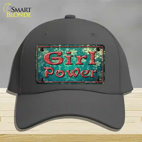 Girl Power Flower Novelty License Plate Hat Cotton / Charcoal