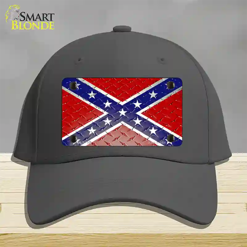 Confederate Flag Diamond Novelty License Plate Hat Cotton / Charcoal