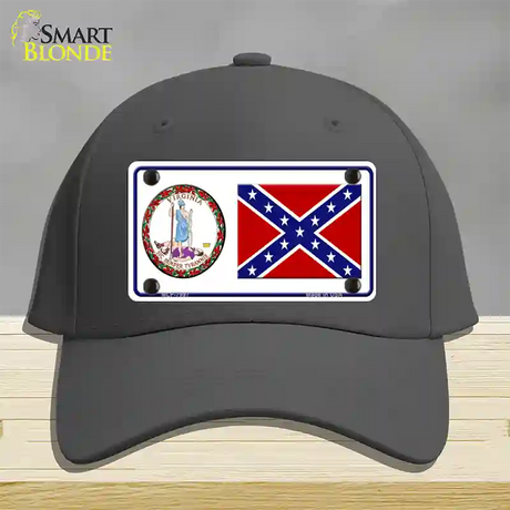 Confederate Flag Virginia Seal Novelty License Plate Hat Cotton / Charcoal