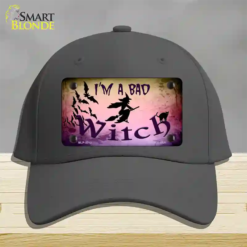 Im A Bad Witch Novelty License Plate Hat Cotton / Charcoal