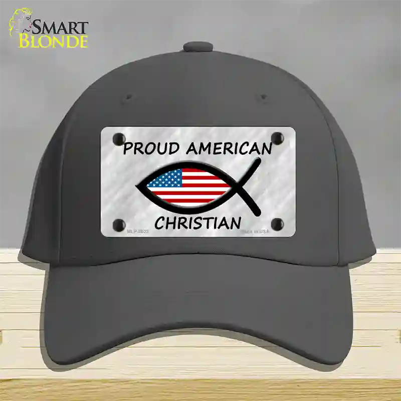 Proud American Christian Novelty License Plate Hat Cotton / Charcoal