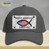 Proud American Christian Novelty License Plate Hat Cotton / Charcoal