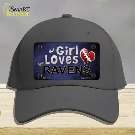 This Girl Loves Her Ravens Novelty License Plate Hat Cotton / Charcoal