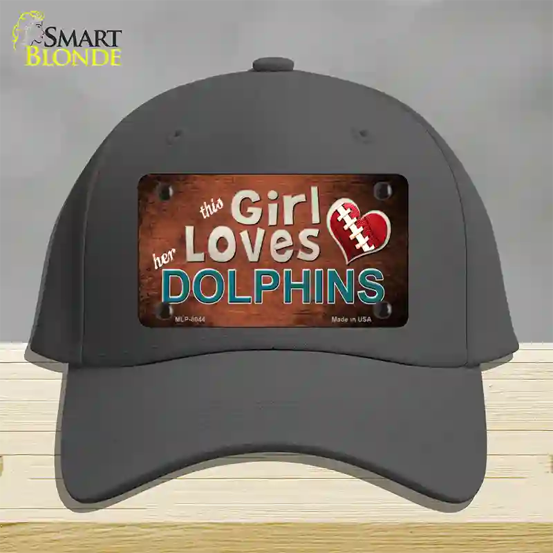 This Girl Loves Her Dolphins Novelty License Plate Hat Cotton / Charcoal