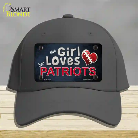 This Girl Loves Her Patriots Novelty License Plate Hat Cotton / Charcoal