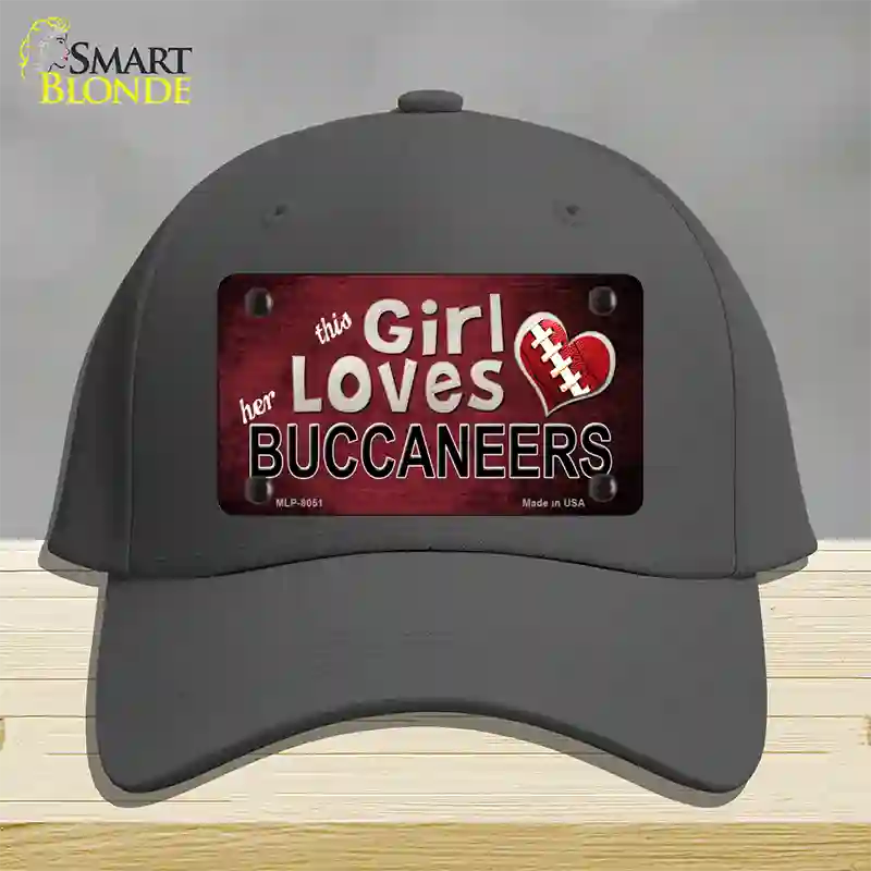 This Girl Loves Her Buccaneers Novelty License Plate Hat Cotton / Charcoal