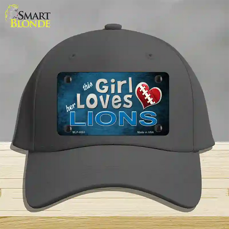 This Girl Loves Her Lions Novelty License Plate Hat Cotton / Charcoal