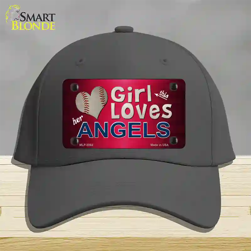 This Girl Loves Her Angels Novelty License Plate Hat Cotton / Charcoal