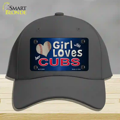 This Girl Loves Her Cubs Novelty License Plate Hat Cotton / Charcoal