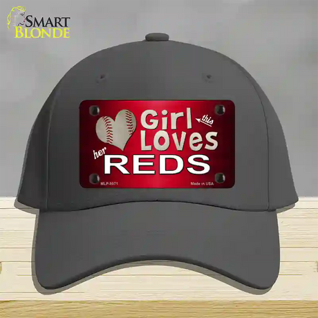 This Girl Loves Her Reds Novelty License Plate Hat Cotton / Charcoal