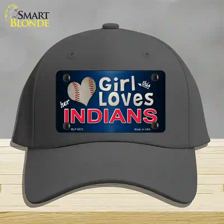 This Girl Loves Her Indians Novelty License Plate Hat Cotton / Charcoal