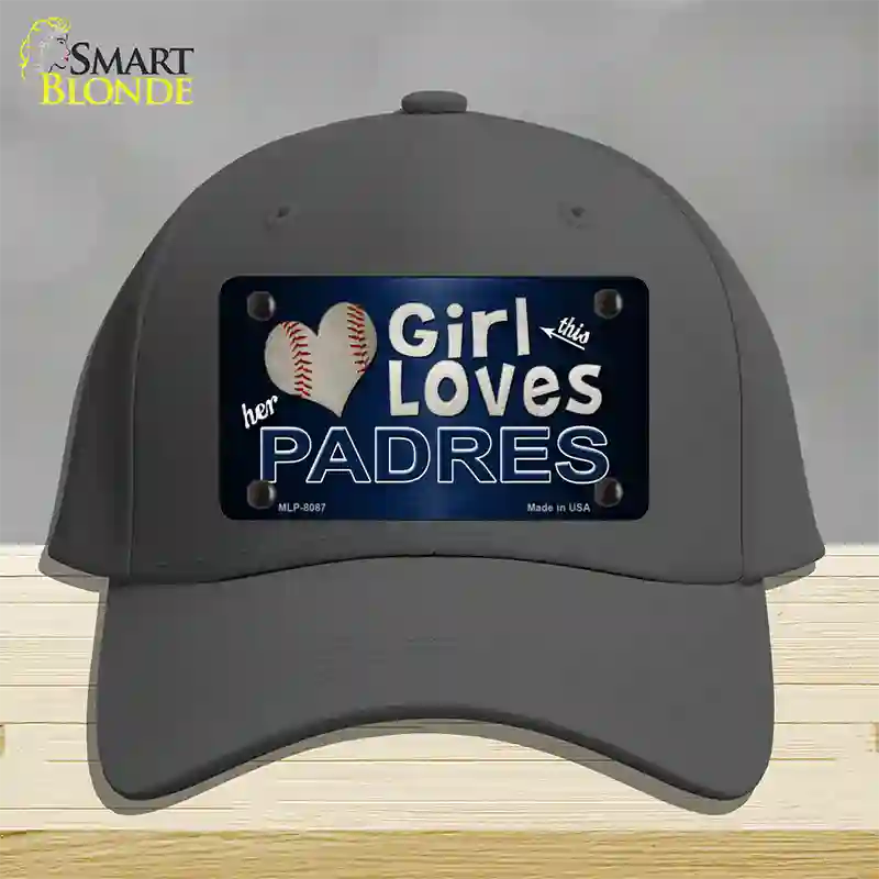 This Girl Loves Her Padres Novelty License Plate Hat Cotton / Charcoal