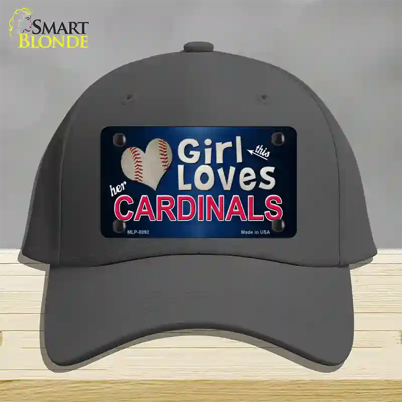 This Girl Loves Her Cardinals Baseball Novelty License Plate Hat Cotton / Charcoal