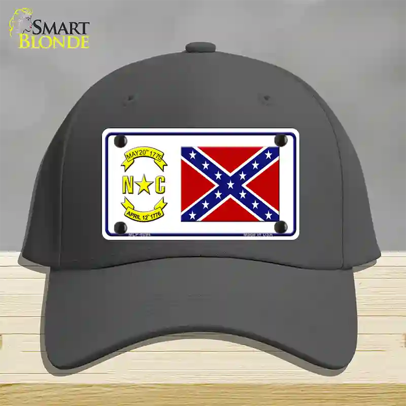 Confederate Flag North Carolina Novelty License Plate Hat Cotton / Charcoal