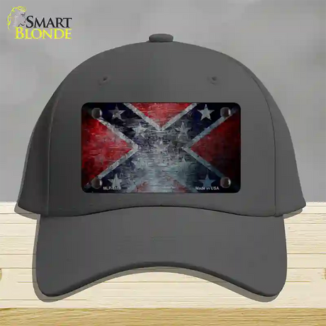 Confederate Flag Scratched Novelty License Plate Hat Cotton / Charcoal