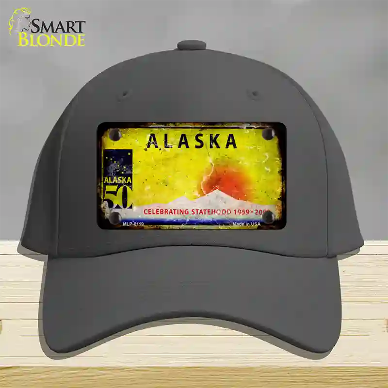 Alaska Rusty Blank Novelty License Plate Hat Gray Cotton