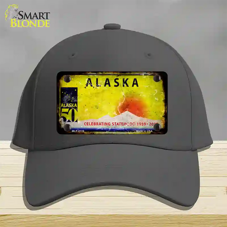 Alaska Rusty Blank Novelty License Plate Hat Gray Cotton