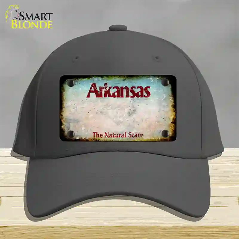 Arkansas Rusty Blank Novelty License Plate Hat Gray Cotton