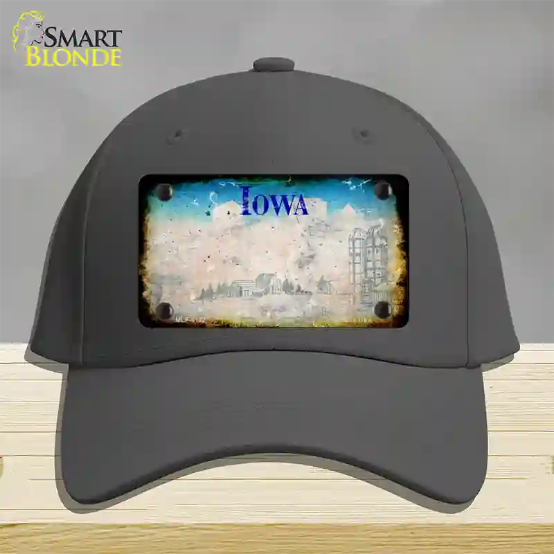 Iowa Rusty Blank Novelty License Plate Hat Cotton / Charcoal